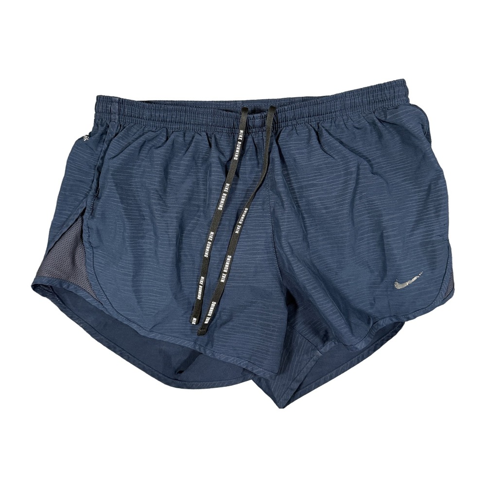 Nike Dri-FIT Running Shorts Womens Small Navy Blue Textured Liner Zip Pocket S